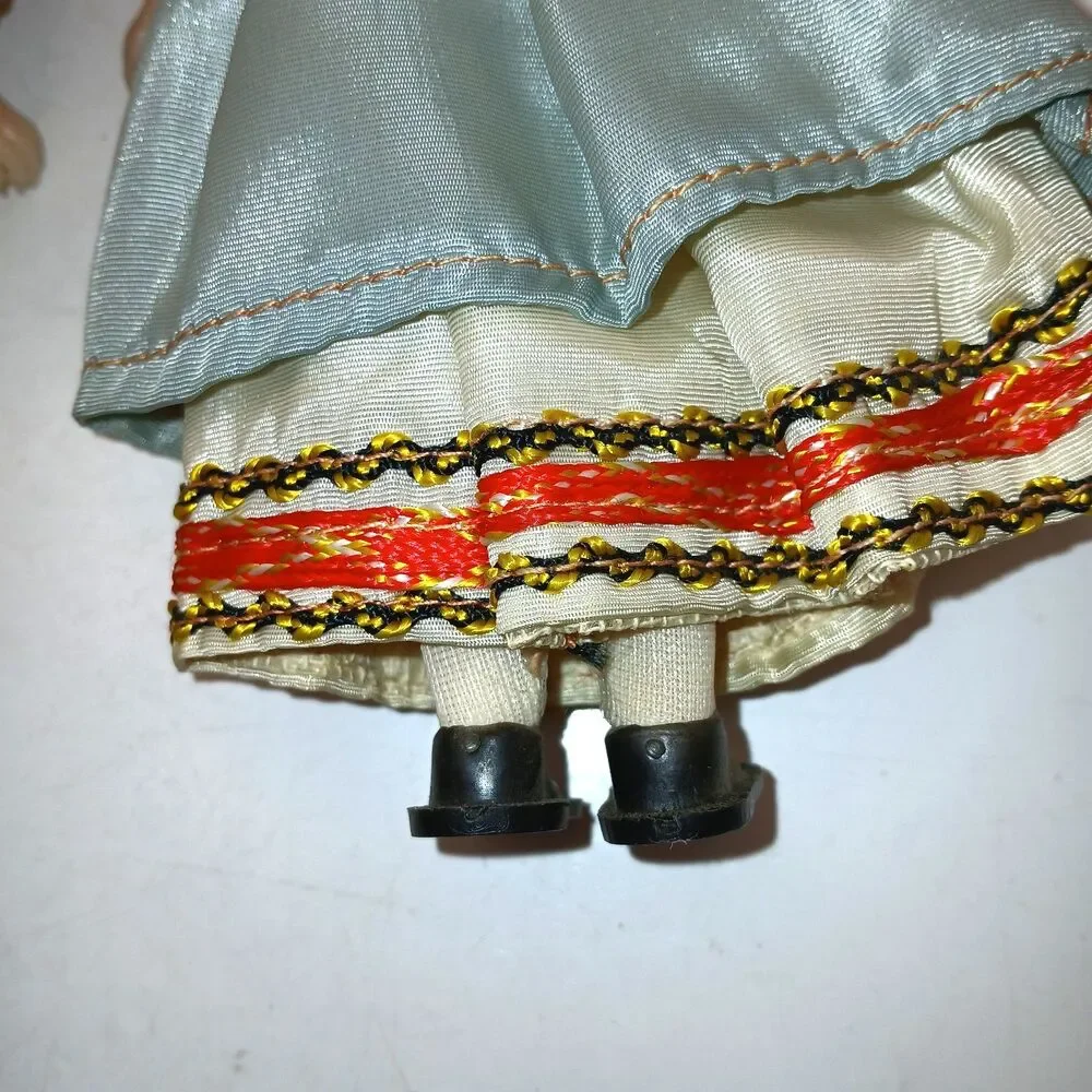 Lot Of 2 Vintage Greek Cloth Costume Dolls 7 & 9 inches tall